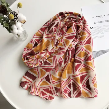 

New style Fashion lady cotton Beach Shawl autumn and winter matching Flower Print scarf Women cotton material quality silk scarf