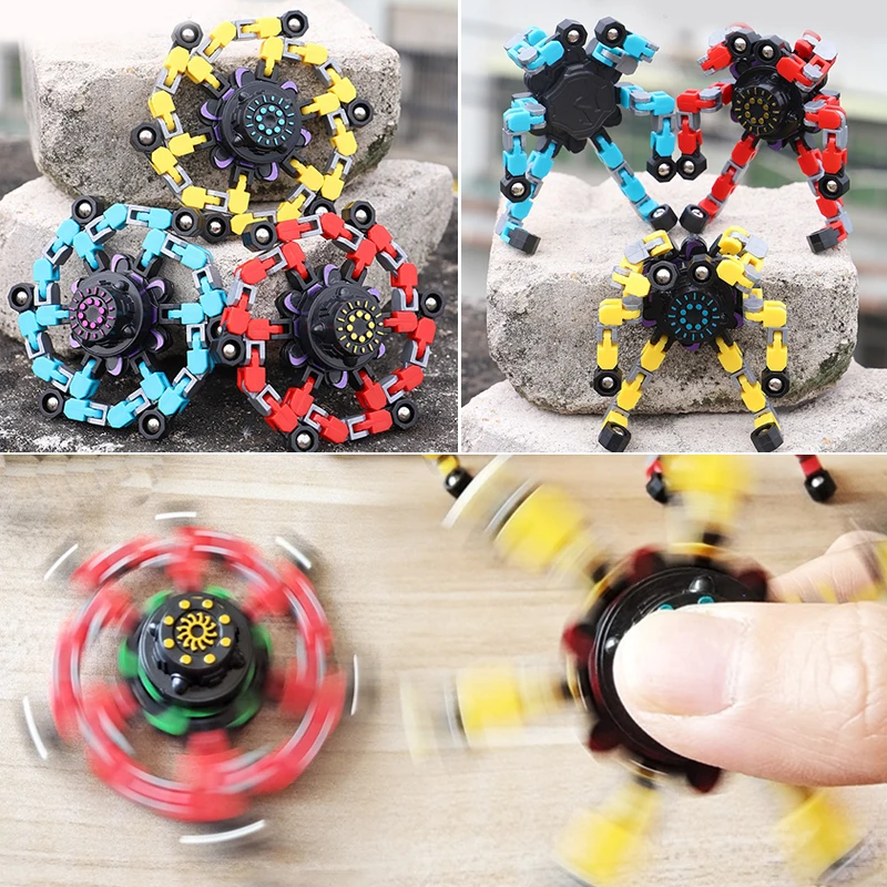 

New Spinning Top Fidget Toy Kids DIY Deformable Chain Anti Stress Fingertip Spinner Transformable Creative Chain Mechanical Gyro