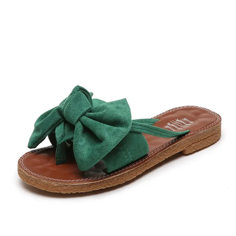 Зеленый Women's shoes new women's summer fashion Joker flat-bottomed casual fashion slippers Korean women's sandals wholesale - Цвет: Зеленый