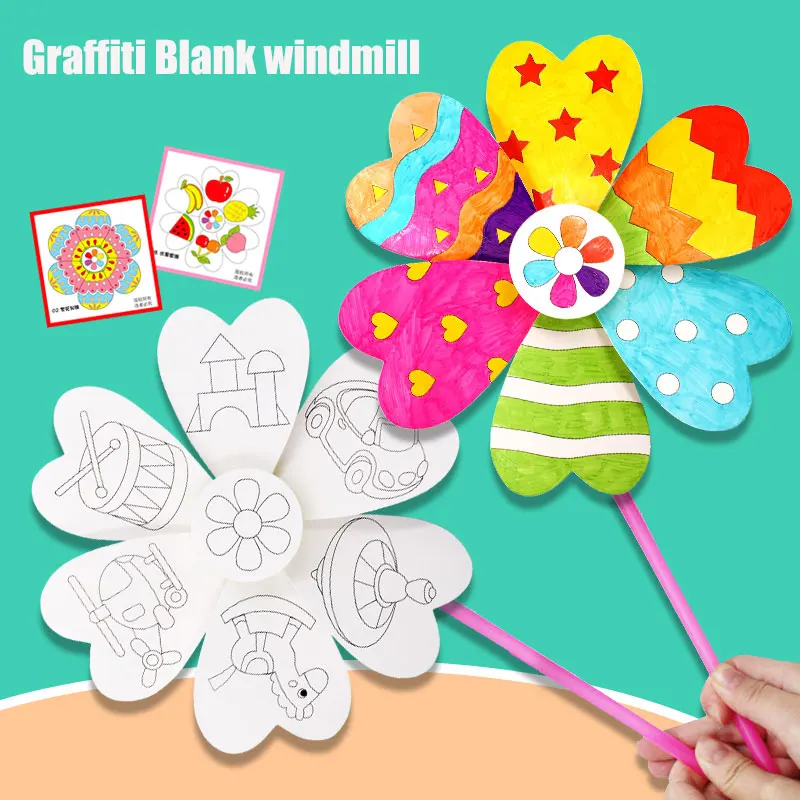 

Toys For Children Crafts Children DIY Painting Graffiti Blank Windmilln Learning Education Toys Montessori Teaching Aids Toys