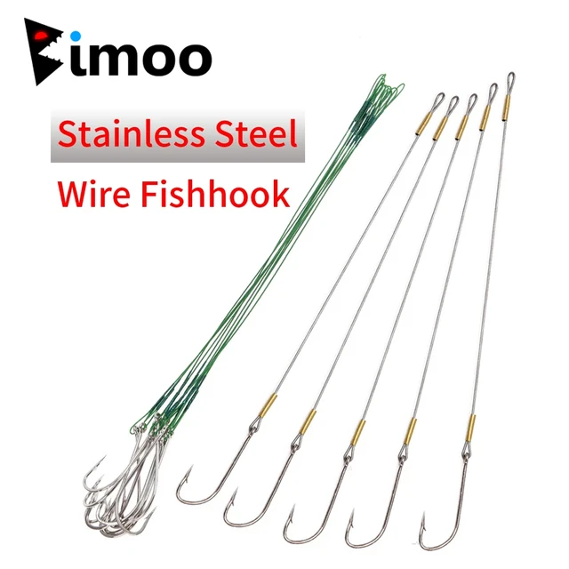 Ellllv 10PCS/pack 25cm Fishing Wire Hook O'shaughnessy Hook with Nylon  Coated Steel Wire Anti-bite Saltwater Fishing Tackle