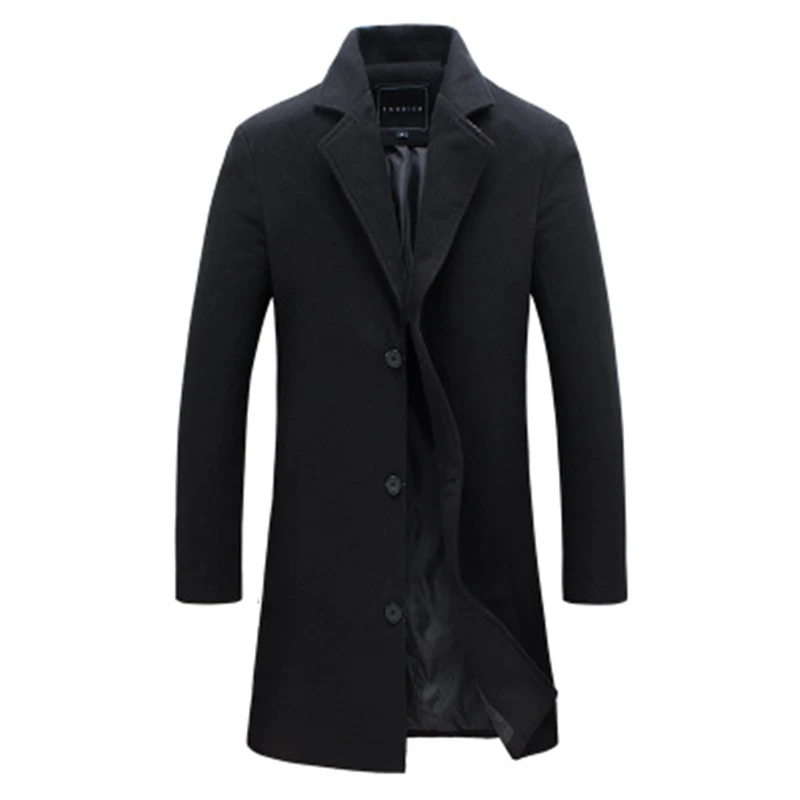 LISIBOOO Новая мода для мужчин однотонные шерстяные пальто для мужчин s Slim Fit длинное шерстяное пальто мужской пиджак зимнее шерстяное пальто для мужчин