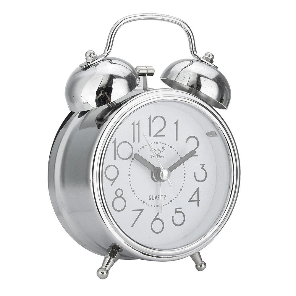 Vintage Retro Alarm Clock Silent Pointer Clocks Round Number Dual Bell Loud Alarm Clock Bedside Night Light Home Decor DROPSHIP 3