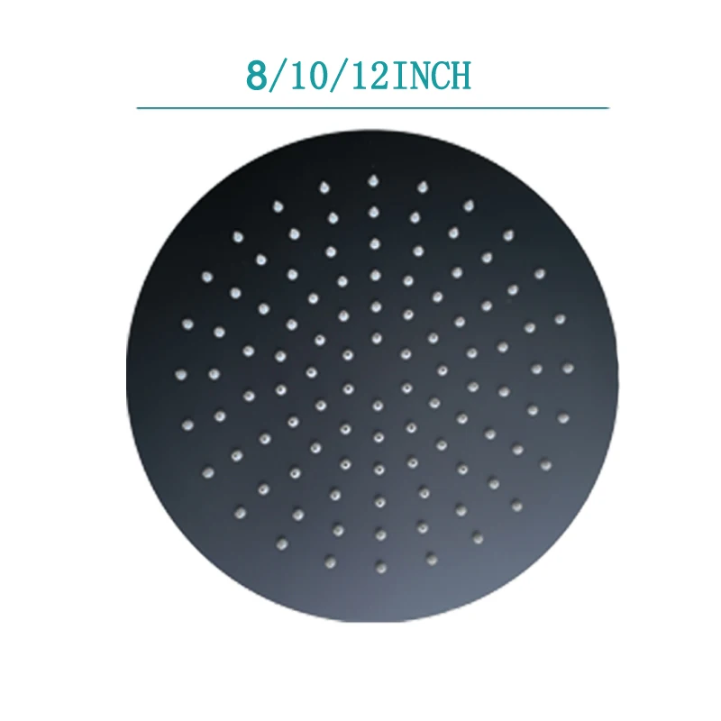 Bathroom Overhead Wall Ceiling Mounted Shower Arm Top Head Ultra Thin Matt Black Rainfall Sprinkler Spar Big Square Round Oval Shower Head