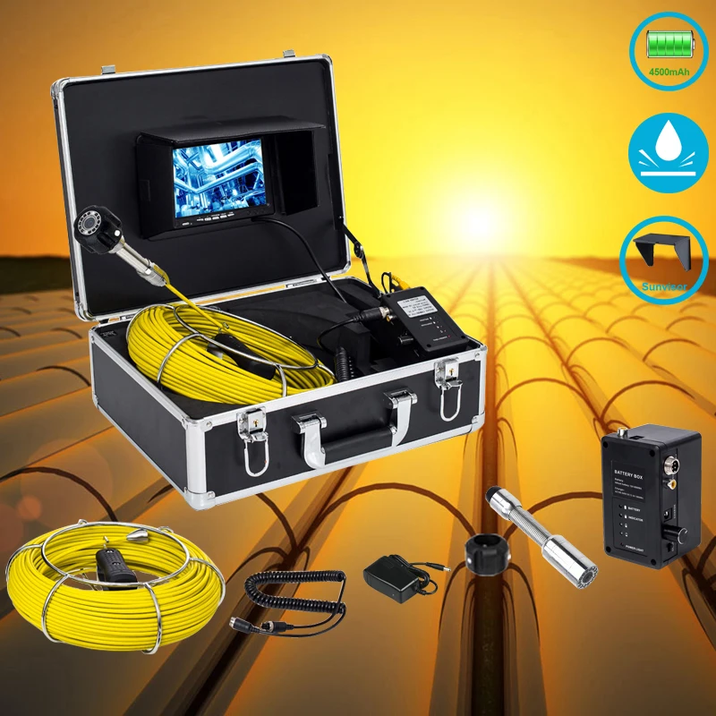 

30m Cable 23mm Pipe Sewer Inspection Endoscope System 7inch Waterproof Drain Industrial Pipeline Video Camera With 12pcs LEDS