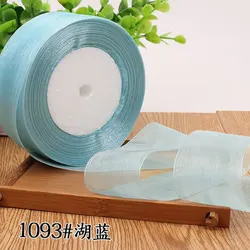 Elegant Organza Ribbons for Wedding and Party Decor - 45m Roll, Multiple Widths Available (Lake blue)