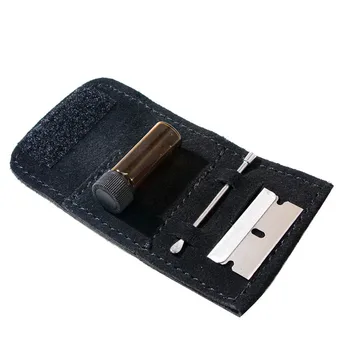 

Snuff Snorter Kit Set Mini Glass Sniffer Snuff Bottle + PU Leather + Stainless Steel Edge Blade + Mini Metal Spoon
