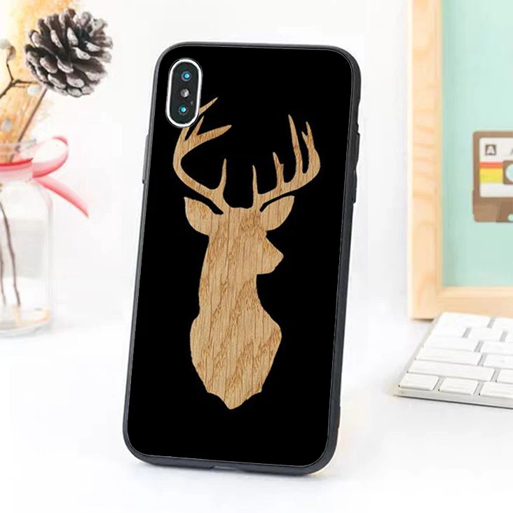 

Bernandez 5 5S SE 6 6S phone case cover for iPhone 7 8 plus X Xs Max XR Wood Print Deer Retro