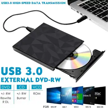 

External DVD Drive USB3.0 Type C & USB DVD-RW CD-RW CD Rewriter Burner Portable Optical Drive Player For PC Laptop Macs OS