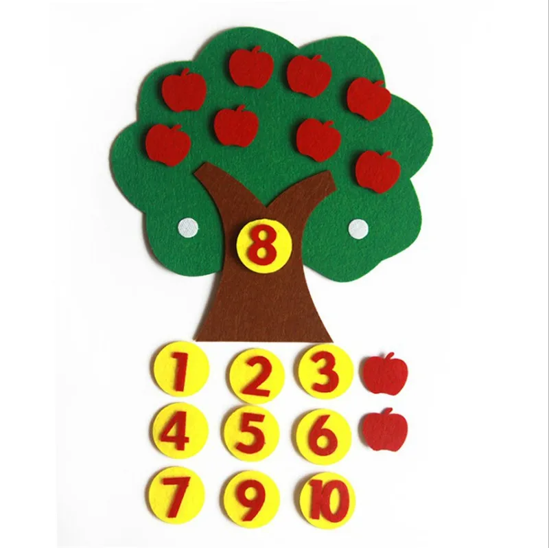 Монтессори математическая игрушка яблони учат детей развитие ума детский сад Diy ткань Развивающие Игрушки для раннего обучения