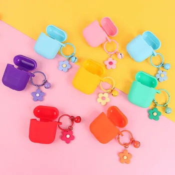 

For AirPods Case AirPods 2 Case Korea flower fashion Key Ring Silicone Headphones Cases for Apple air Pods 2 Protect Cover