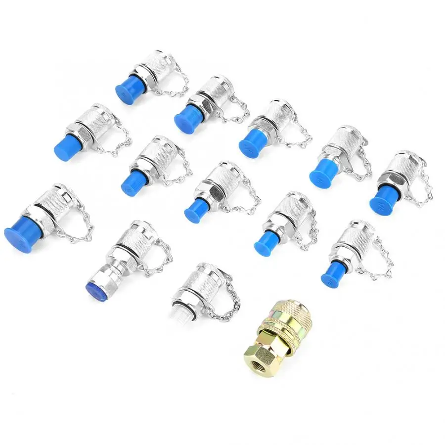 14pcs Hydraulic Pressure Test Point Testing Coupling Adapter Set for Hydraulic System Hydraulic Test Adapter