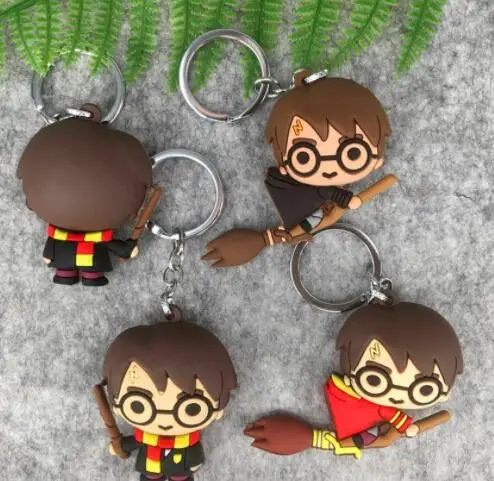 

3D HP Potter PVC Keychain Toy Hermione Dobby Snape Ron Malfoy DUMBLEDORE Voldemort Action Figure Toys Party Cosplay Key Ring