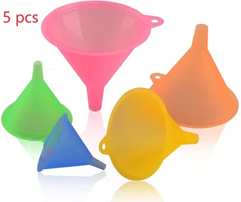 

5 pcs/Set Plastic Funnel Set Candy Color Liquid Oil Funnel Liquid Transfer Funnel For Lab Car Kitchen Home Tools Kitchen Gadgets