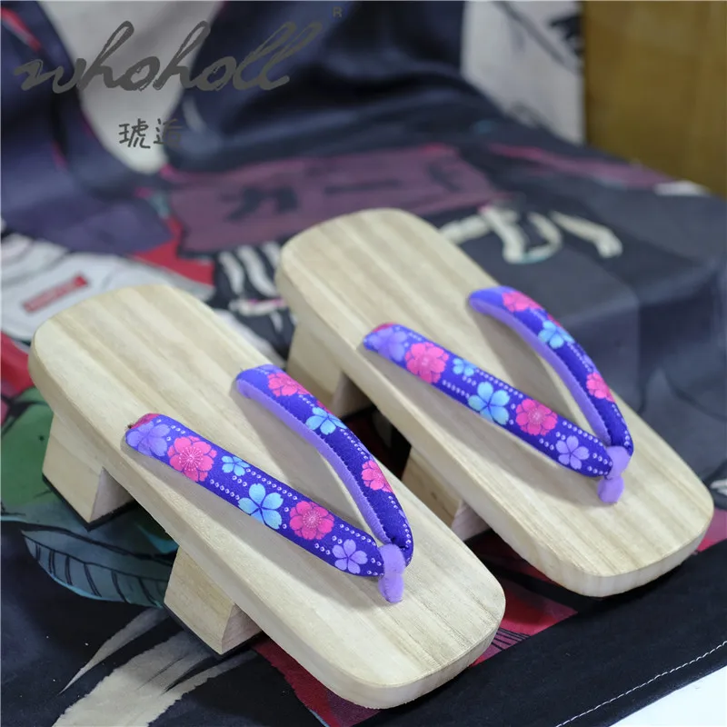 WHOHOLL Women Clogs shoes Japanese wooden Slipper Geta Kimono Slippers for women Anime Cosplay Shoes Summmer flip flops Female cosplay shoes