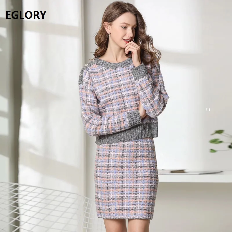 Vrouwen Set 2019 Herfst Winter Trui Pak Dames Vintage Geometrische Patronen Gebreide Truien + Mini Rok Set Kleding 2 stuk Vrouwen Set 2019 Herfst Winter Trui Pak Dames Vintage Geometrische Patronen Gebreide Truien + Mini Rok Set Kleding 2 stuk