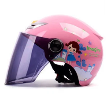 

Head Protection Helmet Children Electrombile Safety Helmet With Face Guard - Pink Dream Girl Pattern + (Black + Tawny) Lens