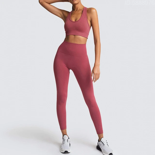 Yoga Sets Women s 2 Piece Set Leggings Elastic Sports Bras Woman Gym Clothing Fitness Sportswear Workout Seamless Sports Suits
