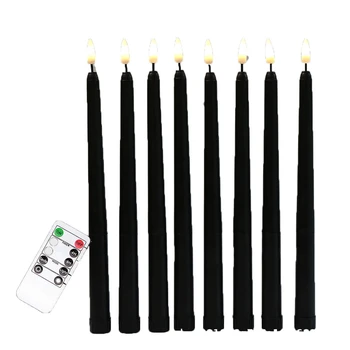 

Big deal Pack of 6 Remote Halloween Taper Candles,Black Color Flameless Fake Pillar Candles,Battery Candles with Contain