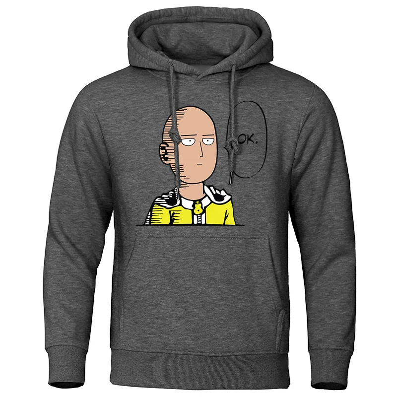 One Punch Man толстовки Saitama Sensei Японские Аниме мужские толстовки Осень Зима Топы Повседневный Спортивный костюм теплые мужские пуловеры - Цвет: dark gray 6