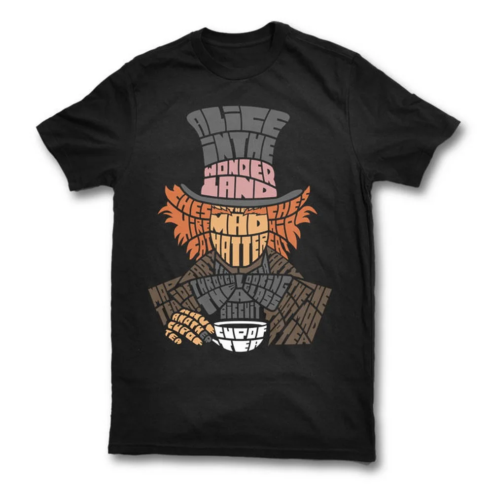 

MAD HATTER T-SHIRT ALICE IN WONDERLAND Cotton Tee Shirt Digital Printed