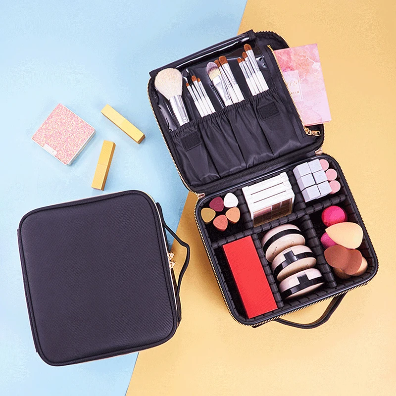 Makeup Organizers Travel Cosmetic Box Brush Lipstick Holder Metal Zipper Case Desktop Beauty Jewelr
