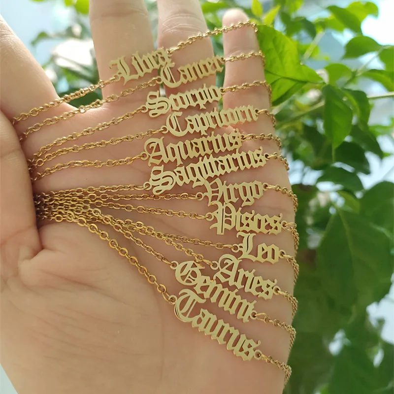 Kpop Jewelry 12 Zodiac Sign Letter Bracelet Horoscope Old English Constellation Pulseras Gold Chain Aquarius Aries Cancer Libra Charm Bracelets Aliexpress