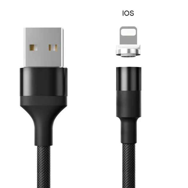 QC 3,0 кабель USB для быстрой зарядки 3A Магнитный кабель type C Micro USB кабель для быстрой зарядки для iPhone Xiaomi huawei Phone 1,2 M - Цвет: Black with iPhone