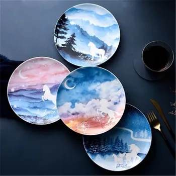 

HAND ARTIST CUTE UNICORN CARTOON CHILDREN CERAMIC TABLEWARE STEREOSCOPIC RELIEF LIVING ROOM HOME USE FRUIT TRAY X1587