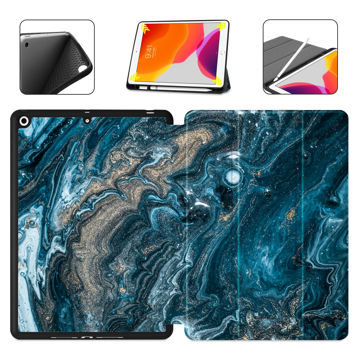 Batianda Чехол для iPad 9,7& легкий тонкий чехол стоячий чехол с держателем карандаша+ мягкая задняя крышка умный чехол