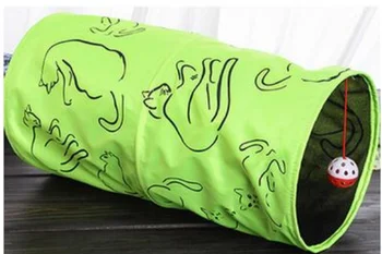 

Pet cat tunnel toy fluorescent green layer with bell foldable cat cat tunnel Cat supplies fluorescent green