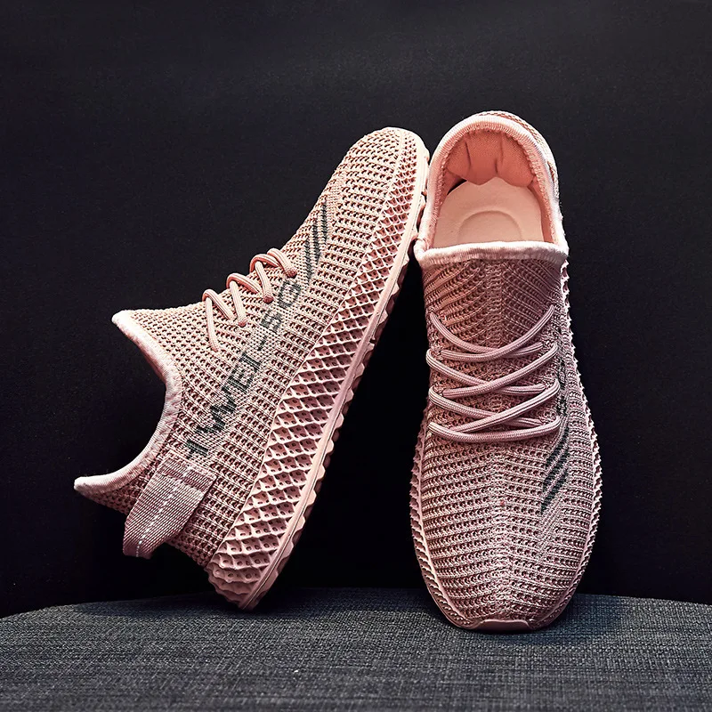 

2019 Autumn Breathable Fly Woven WOMEN'S Shoes Versatile Students Running Shoes Korean-style INS Mesh Athletic Shoes Socks WOMEN