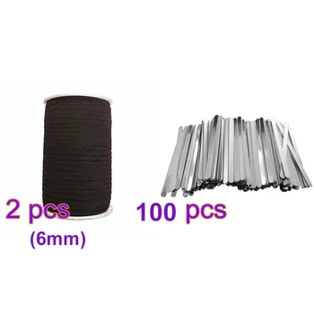 

100PCS DIY Aluminum Nose Bridge Strip for Nose Bridge Band Clip With 6mm 100 Yards Earloop Cord Handcafts Material Kits