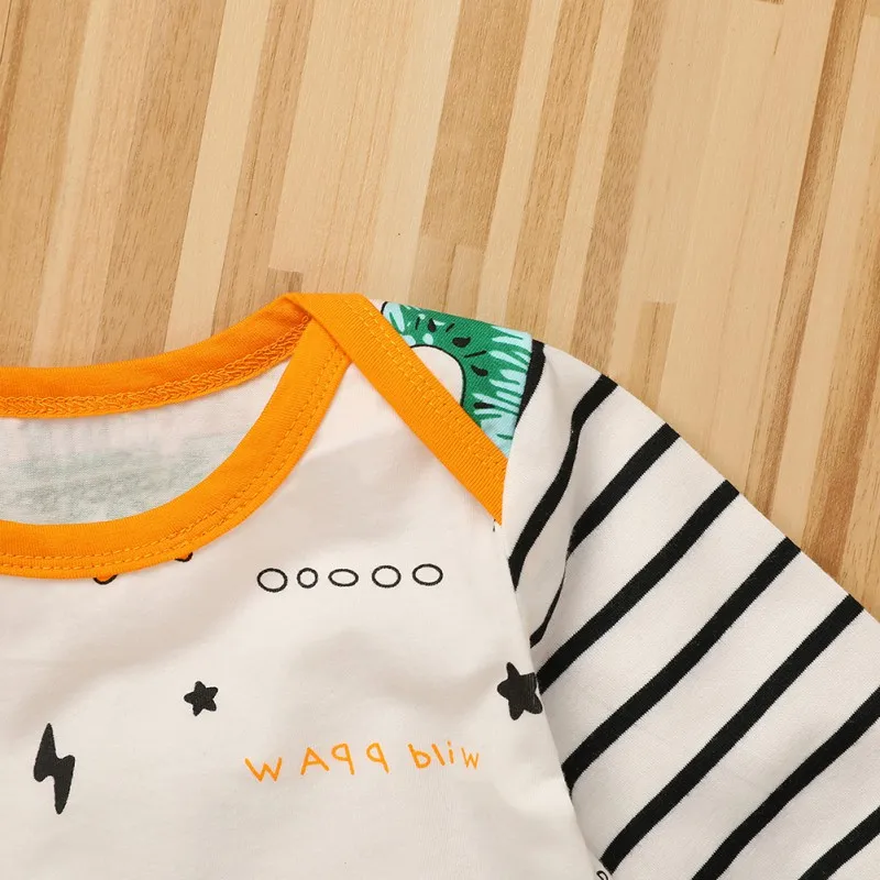 3PCS Newborn Infant Dinosaur Stripe Clothing Long Sleeve Top+Stripe Pants +Hat Baby Boy Girls Clothes Outfit Set best Baby Clothing Set