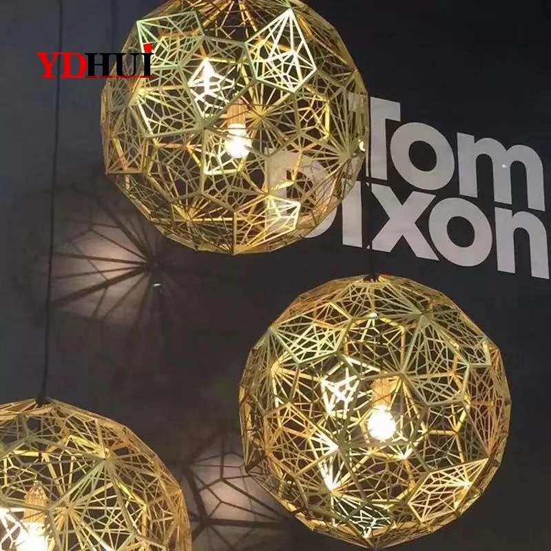 

E27 Replica of Web Etch Modern Pendant Light Shadow Lamp For Living Room Study Kitchen Dining room Silver Golden Copper body