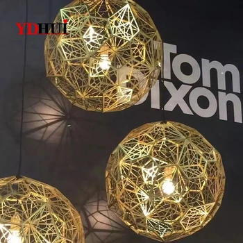 

E27 Replica of Web Etch Modern Pendant Light Shadow Lamp For Living Room Study Kitchen Dining room Silver Golden Copper body