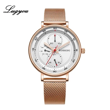 

Lugyou Rossini Simple Casual Woman Lady Watch Stainless Steel Fashion Waterproof Mesh Band Quartz Wristwatch 6775 Lover Watch