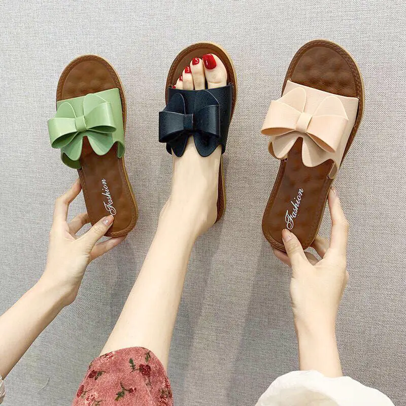 bow tie slip on sandals