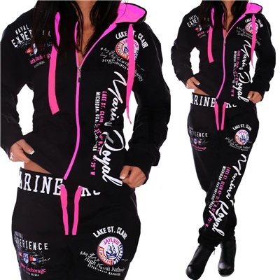Фуксия ZOGAA, женский спортивный костюм, XS-4XL, фирменная новинка, женская повседневная спортивная одежда, толстовка с капюшоном и штаны, комплекты, женский костюм, одинаковые комплекты - Цвет: Фуксия