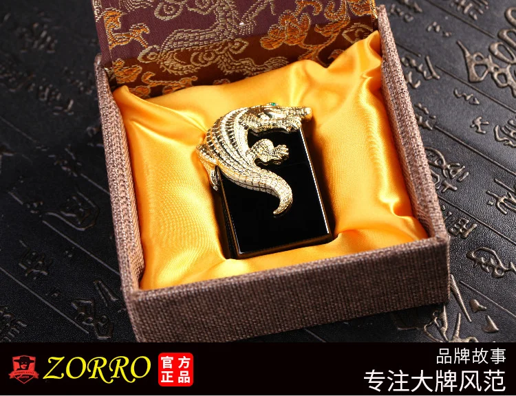 ZORRO ползающие крокодиловые Аллигаторы керосиновая зажигалка; Мужская зажигалка подарочная коробка