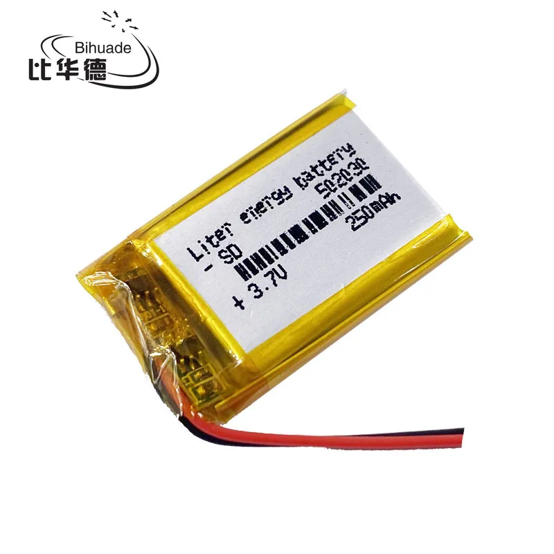 10pcs 3.7V 250mAh 502030 Lithium Polymer Li-Po li ion Rechargeable Battery cells For Mp3 MP4 MP5 GPS mobile bluetooth