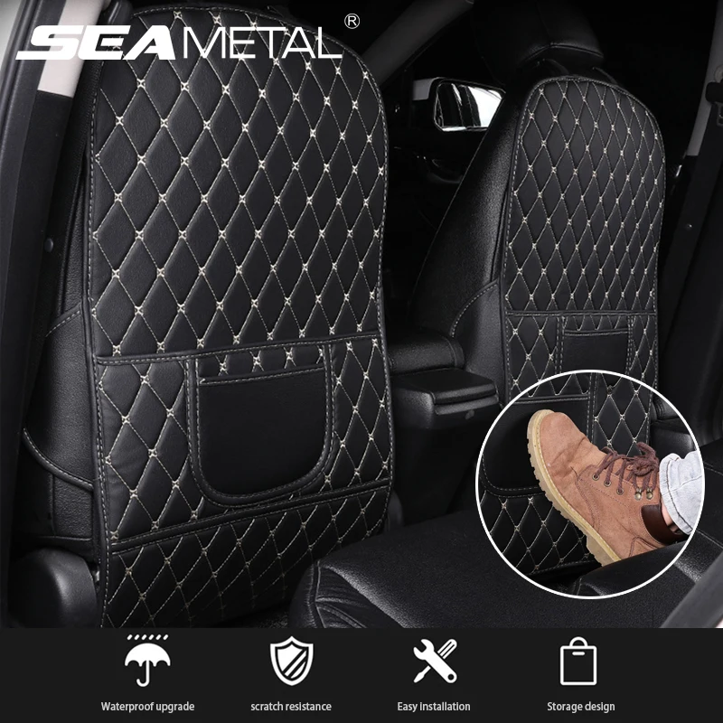 

PU Leather Anti-Child-Kick Pad for Car Waterproof Seat Back Protector Cover Universal Auto Anti Mud Dirt Pads with Storage Bag