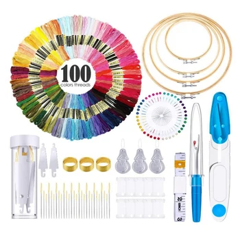 

Embroidery Starter Kits,with Threads,Embroidery Loops,Needles,Needlework Tools,Thread Winders for Sewing Embroidery Kits