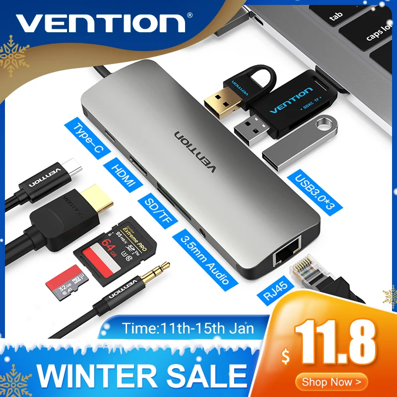 Док станция Vention Thunderbolt 3 USB Type C в HDMI 0 RJ45|hub type c|hub 3.0hub usb |