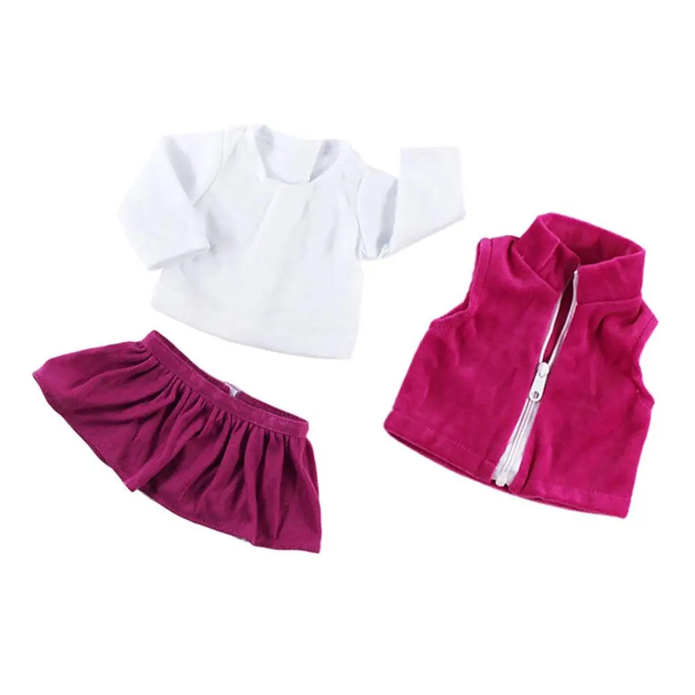 

White Shirt Pink Jacket Skirt Set Wardrobe Makeover Fits for 18" American Girl Dolls Dollhouse Decor