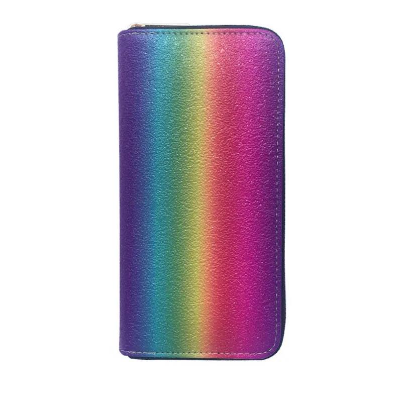 KANDRA кожаный кошелек с изображением радуги на молнии карман для мобильного