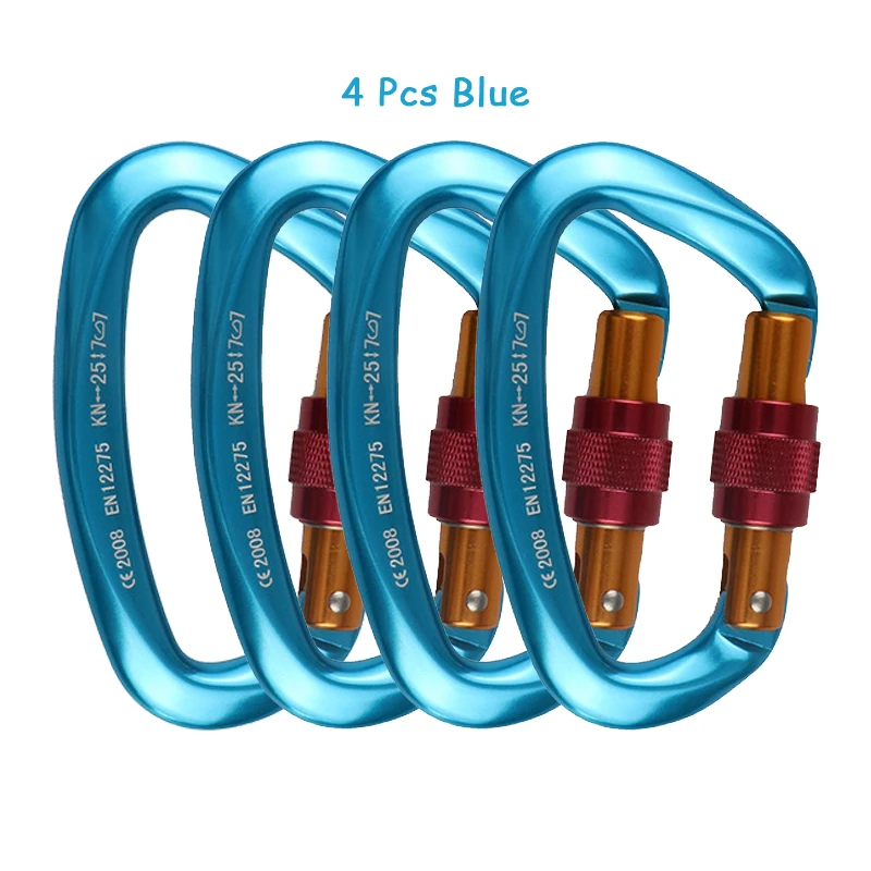 4pcs blue 4 шт. профессиональные скалолазание карабины D форма скалолазание Пряжка замок безопасности замок открытый альпинистское оборудование аксессуары - Цвет: 4pcs blue