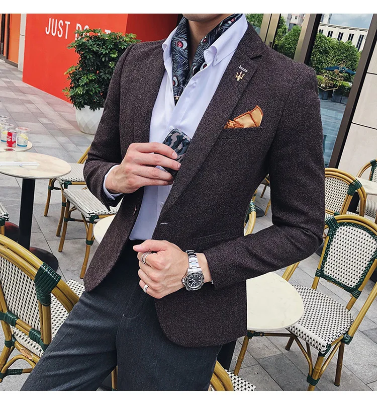 Мужской Блейзер, пиджак, осень, мужские блейзеры, Para Hombre, кофейный, синий, серый, деловой, американский, Hombre, блейзеры