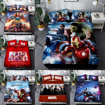 

3D Marvel Bedding Set Iron Man Spiderman Duvet Cover 150 Bed Set Boy Adults 3D Quilt Double Queen King Size Nordic Comforter Set