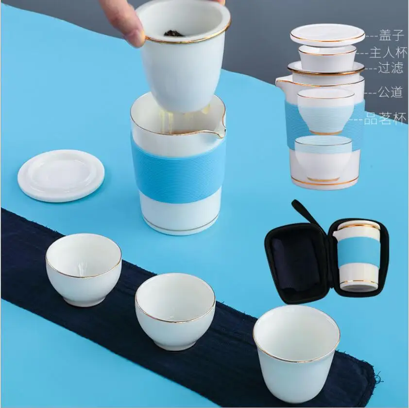 Китайский дорожный чайный набор кунг-фу Фиолетовый; песок портативный чайник фарфоровый чайный сервиз гайванские чашки для чая церемонии чая чайник с путешествием